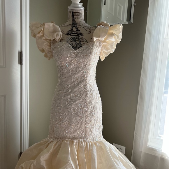Stunning, sophisticated custom silk, pearls & sequins gown | Wedding, formal | 6 - Picture 3 of 16